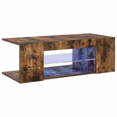 Afbeelding van vidaXL tv meubel met LED verlichting 90x39x30 cm gerookt eikenkleurig, meubel, kast verlichting, hifi