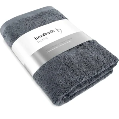 Afbeelding van herzbach home luxe sauna handdoek premium kwaliteit gemaakt van 100% katoen 80 x 200 cm (antraciet)