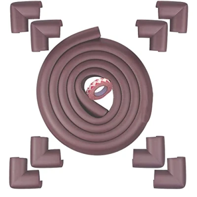Afbeelding van Fairy Baby Veiligheid Rand &amp; Hoekbeschermers Kleurrijke Kinderdichting Bescherming (20ft Edge Guard+8 Hoekbeschermers) (bruin 6M)