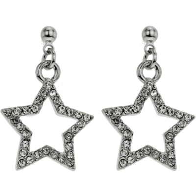 Afbeelding van Behave Oorbel hanger ster zilver kleur