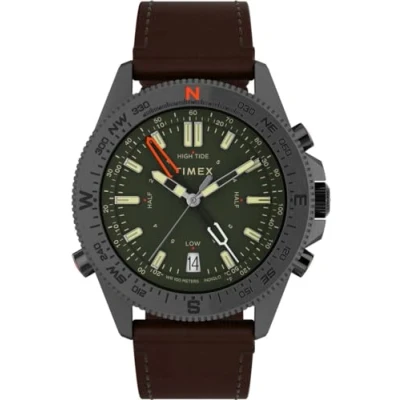 Afbeelding van Timex Tide/Temp/Compass TW2V04000 Horloge Leer Bruin Ø 43 mm