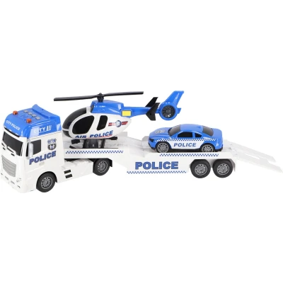 Afbeelding van Rapid Wheels Autotransporter Politie + Auto En Helikopter Licht Geluid
