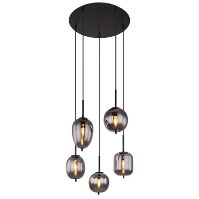 Afbeelding van Globo hanglamp Blacky zwart metaal 57,5 cm E14 fitting 15345 5