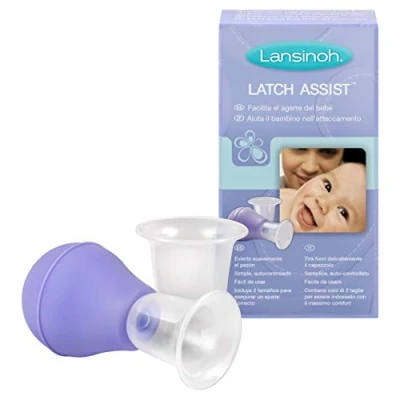Afbeelding van Lansinoh Latch Assist Nipple Everter with case for Breastfeeding mums, offers temporary correction of flat or inverted nipples, 2 size cones within the pack and hygienic carry