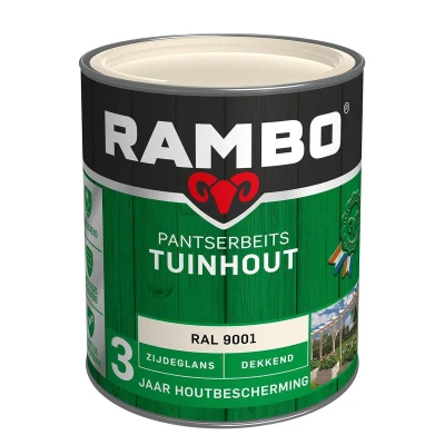 Afbeelding van Rambo Pantserbeits Tuinhout Dekkend Zijdeglans RAL 9001