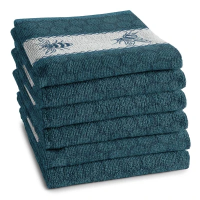 Afbeelding van Keukendoek DDDDD Bees Petrol (set van 6)