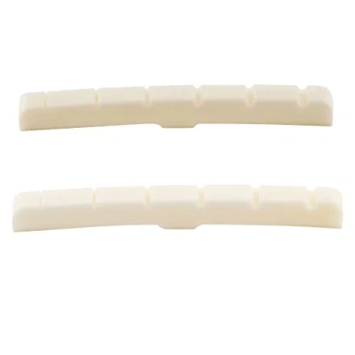 Afbeelding van Musiclily Pro 43mm Gitaar Bone Nut ST stijl Been Topkam Gebogen Bodem voor 6 snarige Fender Strat Tele Elektrische 43x3,2x5,1 mm (2 Stuks)