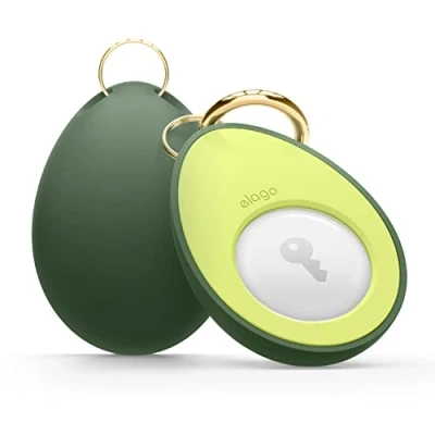 Afbeelding van elago Avocado Hoesje Compatibel met Apple AirTag Drop Bescherming en Karabijnhaak Houder Sleutelhanger (Traceer Honden, Sleutels, Rugzakken, Portemonnees) Traceerapparaat Niet Inbegrepen (Groen)