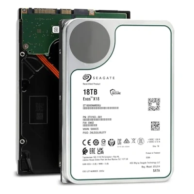 Afbeelding van Seagate EXOS X18 18TB ST18000NM000J Interne Server Festplatte, 3,5 Zoll HDD SATA 6GB/S 7200RPM 256MB 24X7 Verfügbarkeit (Refurbished)
