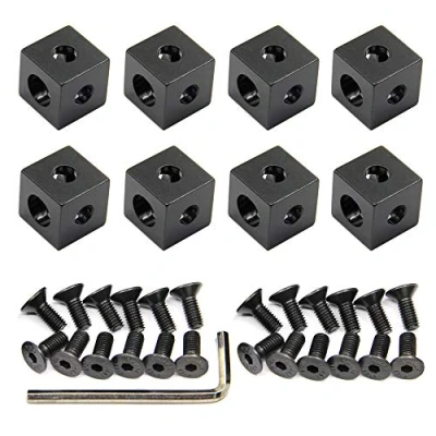 Afbeelding van Zeberoxyz 8 stks Zwarte Hoek Beugel Kubus met Schroeven 2020 Serie voor Slot 6mm Aluminium Extrusie Profiel Accessoires (8 Vierkante Hoek)
