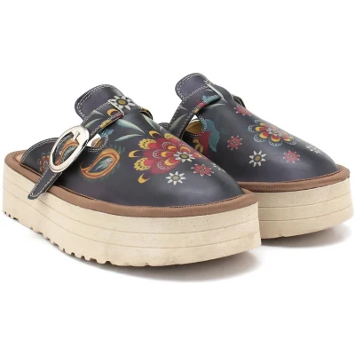 Afbeelding van Goby Floral Bliss Dames Clogs Handmade Vegan Leer Maat 36