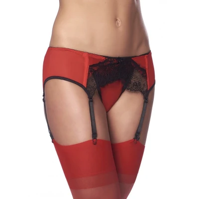 Afbeelding van Fancy Jarretel Gordel met G String en Kousen Rood