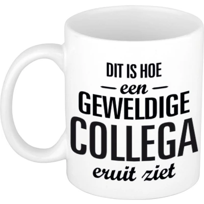 Afbeelding van Geweldige collega cadeau mok / beker wit 300 ml feest mokken