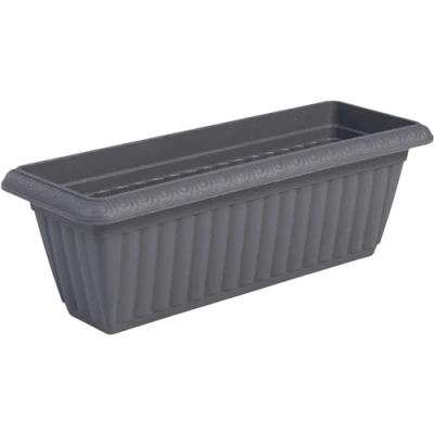 Afbeelding van Iris Ohyama, Pflanztopf Slim Übertopf mit Wasserablauf/Reservierungssystem für die Gartenarbeit ? Planter Relief 500, Grau