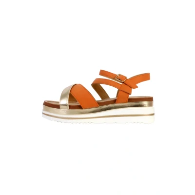 Afbeelding van Divine Factory Sandalen met plateauzool, Dames, Maat: 37, Corail or Kunststof