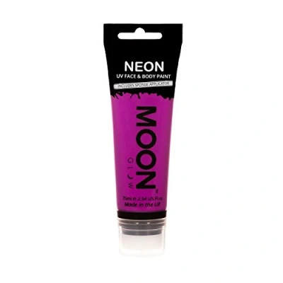 Afbeelding van Moon Glow Supersize Neon UV gezichts en lichaamsverf met sponsapplicator, Deep Purple, 75 ml