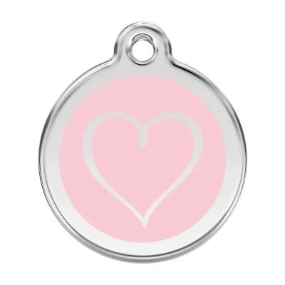 Afbeelding van Tribal Heart Pink roestvrijstalen hondenpenning large/groot dia. 3,8 cm RedDingo