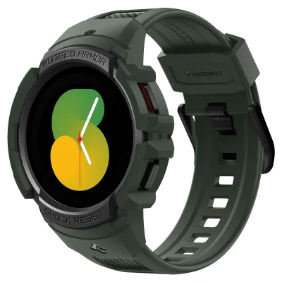 Afbeelding van Samsung Galaxy Watch 5 (44mm) Hoes: Spigen Rugged Armor Pro Case Shockproof/Valbescherming Bumper Groen Kunststof Smart Covers