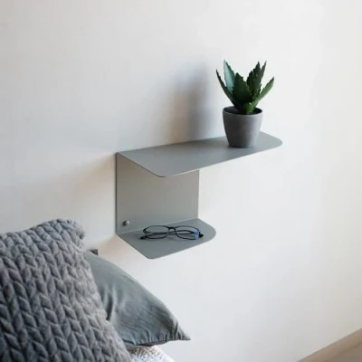 Afbeelding van MILUKA Set 2 Grijze Slaapkamer Nachtkastjes 40 x 20 cm Side Table voor Volledige Bedtafel Zwevende Smal Bijzettafel Moderne Entreehallen Industrieel Nachtkastje (2, Grijs)