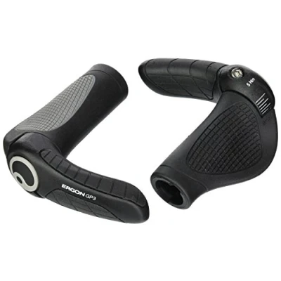 Afbeelding van Ergon GP3 fietshandvat ergonomisch met bar end trekking, touring, MTB Gripshift Large zwart/grijs