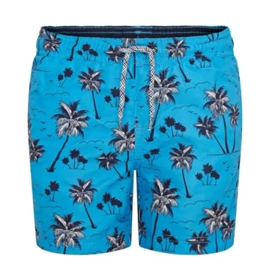 Afbeelding van Ript Performance Essentials sneldrogende zwemshorts met uv bescherming 50, blauwe palmprint, 3 4 jaar