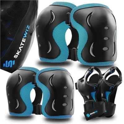 Afbeelding van SKATEWIZ Kniebeschermers kinderen Inliner Beschermers IMPACT Maat XS BLAUW inline skates