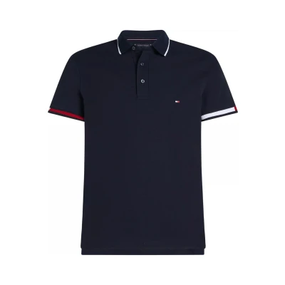 Afbeelding van Tommy Hilfiger FLAG CUFF Poloshirt, Heren, Maat: Large, Black