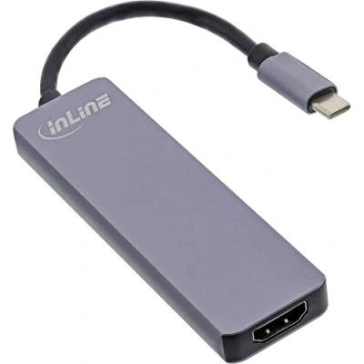 Afbeelding van InLine 33271I (USB C, 5 Havens), Docking station + USB hub, Grijs