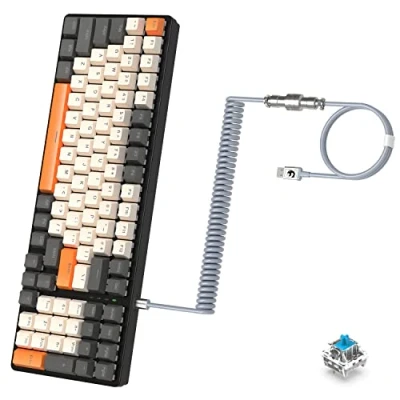 Afbeelding van K3 Pro Mechanisch Toetsenbord Bedraad Ultra Compact Mini 98 Toetsen RGB Verlichte LED Clicky Optische Lineaire Blauwe Switch + Opgerolde USB kabel Type C naar A, TPU veerkabel Afneembare metalen aviation connector