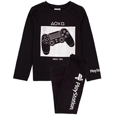 Afbeelding van PlayStation Pyjama Jongens Kinderen Lange Mouw Zwart Controller T shirt Bodems 5 6 jaar