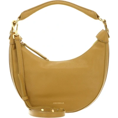 Afbeelding van COCCINELLE Leren Schoudertas Sunnie Handbag Grained Leathert Citronella Mosterdgeel