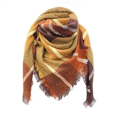 Afbeelding van Bakicey damessjaal XXL warme, zachte gebreide, geruit, winter, herfst, wol, beschermend, halsdoek, poncho, cape, Zd
