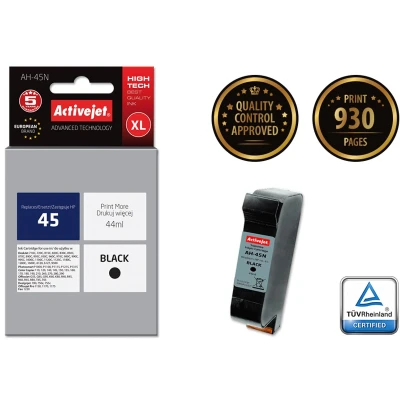 Afbeelding van Activejet AH 45N Inktcartridge (vervanging voor HP 45 51645A; Supreme; 44 ml; zwart)