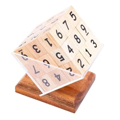 Afbeelding van Engelhart 350400 Cube Sudoku Houten hersenkraker moeilijk niveau 27 stukken oplossing in het spel 1 speler