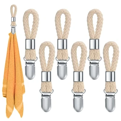 Afbeelding van XIANGPICA Handdoek ophangclips, handdoekclips met lussen, handdoekklemmen, haken voor handdoeken, theedoeken, handdoekhouder clips, 6 stuks