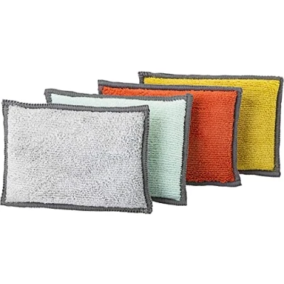 Afbeelding van VIGAR Dubbelzijdige sponsverpakking, 4 stuks, microvezelmateriaal, super absorberend en zacht om aan te raken, middelgroot