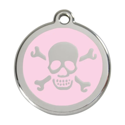Afbeelding van Cross Bone Pink roestvrijstalen hondenpenning large/groot dia. 3,8 cm RedDingo