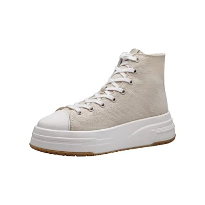 Afbeelding van Tamaris Sneakers hoog, Dames, Maat: 38, Ivory Imitatieleer/ textiel