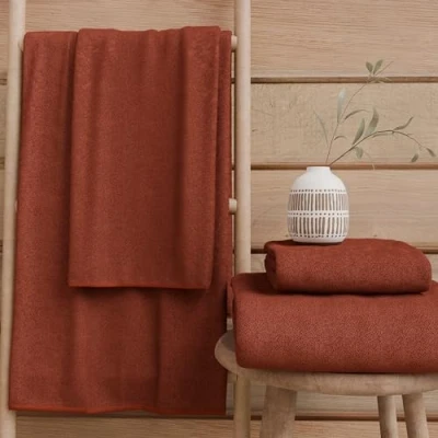 Afbeelding van PETTI Artigiani Italiani Badhanddoeken van 100% katoenen badstof, handdoekenset 1 + 1, 2 stuks, gezichtshanddoek en handdoek, handdoeken terra cotta