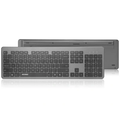 Afbeelding van Draadloos toetsenbord Tablethoes met Premium Desktop Bluetooth Keyboard van Accezz Grijs Kunststof Wireless