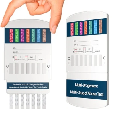 Afbeelding van 2 x 10 in 1 multidrugstest, urinetest soorten drugs snelle test op THC, amfetaminen, cocaïne, opiaten, meth, methadon, MDMA, benzodiazepine, oxycodon en butalbital