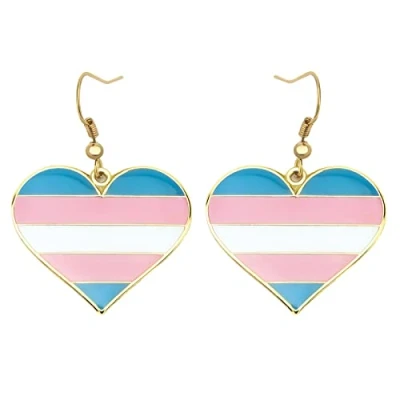 Afbeelding van Transgender Pride Hartvorm Dangle Oorbellen Homo &amp; Lesbische LGBT Gifts Regenboog Sieraden (Transgender Hart), IJzer