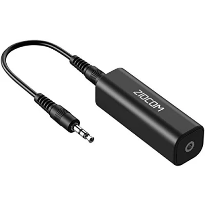 Afbeelding van ZIOCOM Aardingslusgeluidsisolator voor autoradio en stereosysteem thuis met 3,5 mm aux audiokabel, zwart