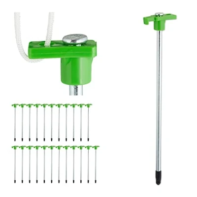 Afbeelding van Relaxdays tentharingen set van 24 tentpiketten 25 cm grondankers met oogje staal lichtgroen