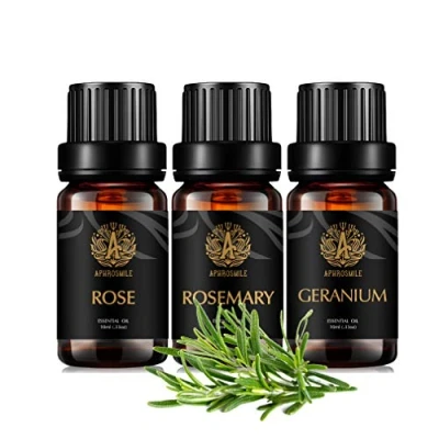 Afbeelding van Aromatherapie Rose etherische olieset voor diffusor, 3 x 10 ml 100% pure rozemarijn olie kit het maken van kaarsen, therapeutische kwaliteit geranium oliën set massage
