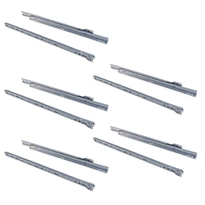 Afbeelding van Emuca Ladelopers 450mm met gedeeltelijke verlenging in zilvergrijze kleur, set van 5 schuifregelaars voor lade