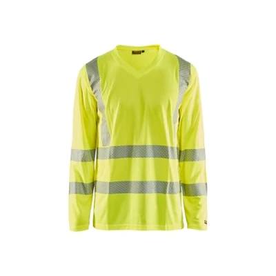 Afbeelding van Polo shirt High Vis lange mouw UPF 40+ UV V hals 3383 geel