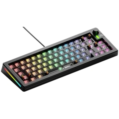 Afbeelding van Glorious Gaming GMMK 3 Barebones Custom Keyboard, compact 65% mechanisch toetsenbord, modulaire pakkingen, hotswappable MX 5 polig, geluidsdempend schuim, aluminium switch plate, ANSI, Zwart