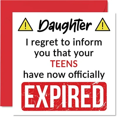 Afbeelding van Grappige 20e verjaardagskaarten voor dochter uw tieners zijn verlopen Happy Birthday Card van mama papa ouders, 145mm x Banter Joke Humor Bday wenskaarten cadeau