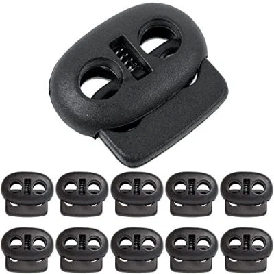Afbeelding van Ronde koordstopper met 2 gat, 22 x 20 mm, 5 mm Ideaal voor Ø 4 koorden, 10 stuks, Rubber Koordklem, Tanka Jas, Rugzakken, Snoerklem, Snelveters Schoenen